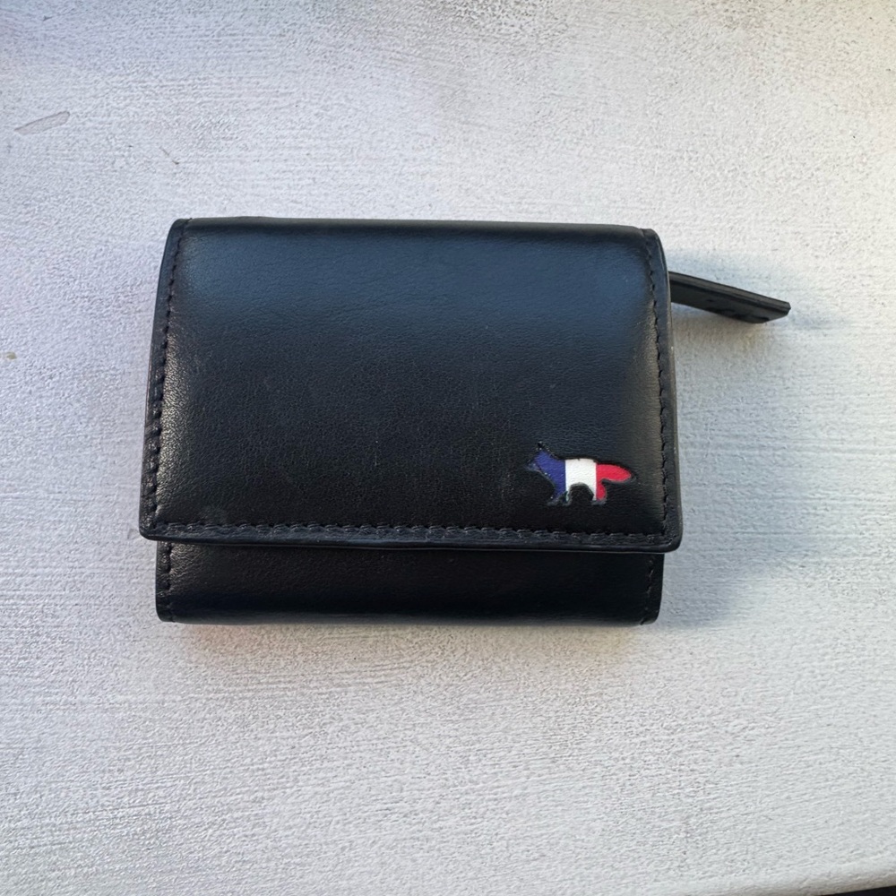 MAISON KITSUNE Black Leather Card Holder